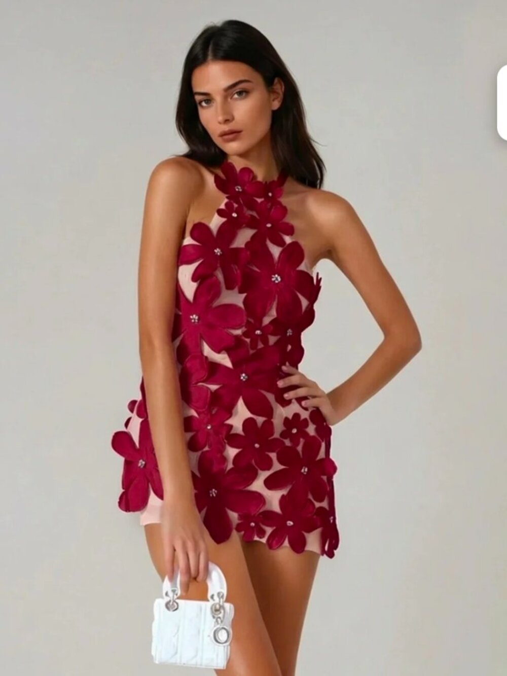 Geodar Halter Neck Floral Mini Dress